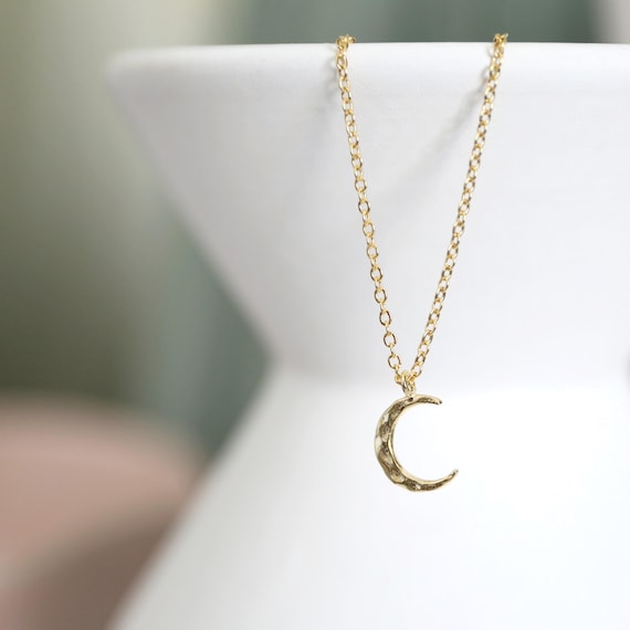 Gold Crescent Moon Necklace, Dainty Moon Necklace,Birthday Gift, Celestial  Necklace,Layered Necklace, Minimalist Necklace
