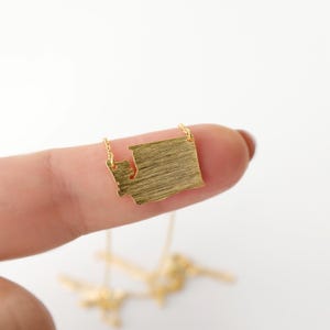 Gold Washington State Necklace: Brushed Charm, WA Gift