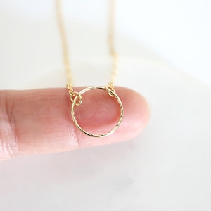 Gold Circle Charm Necklace,Eternity, Circle, Gold Circle Necklace,Bridesmaid Gift, Birthday Gift