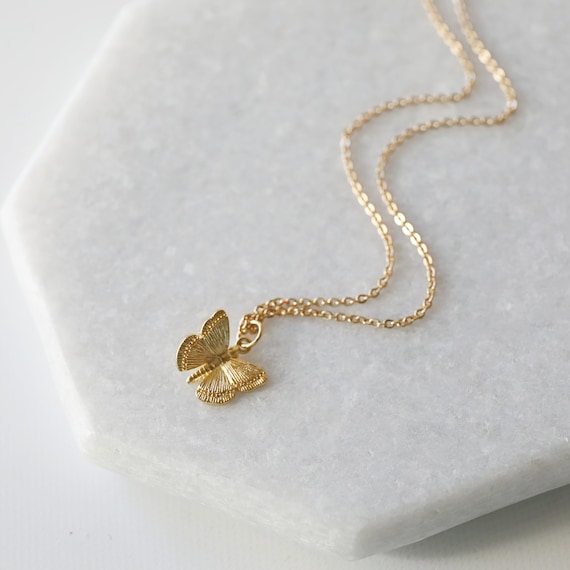 Cute Rose Gold Doublue Butterfly Pendant Animal Necklace, Fashion Necklaces