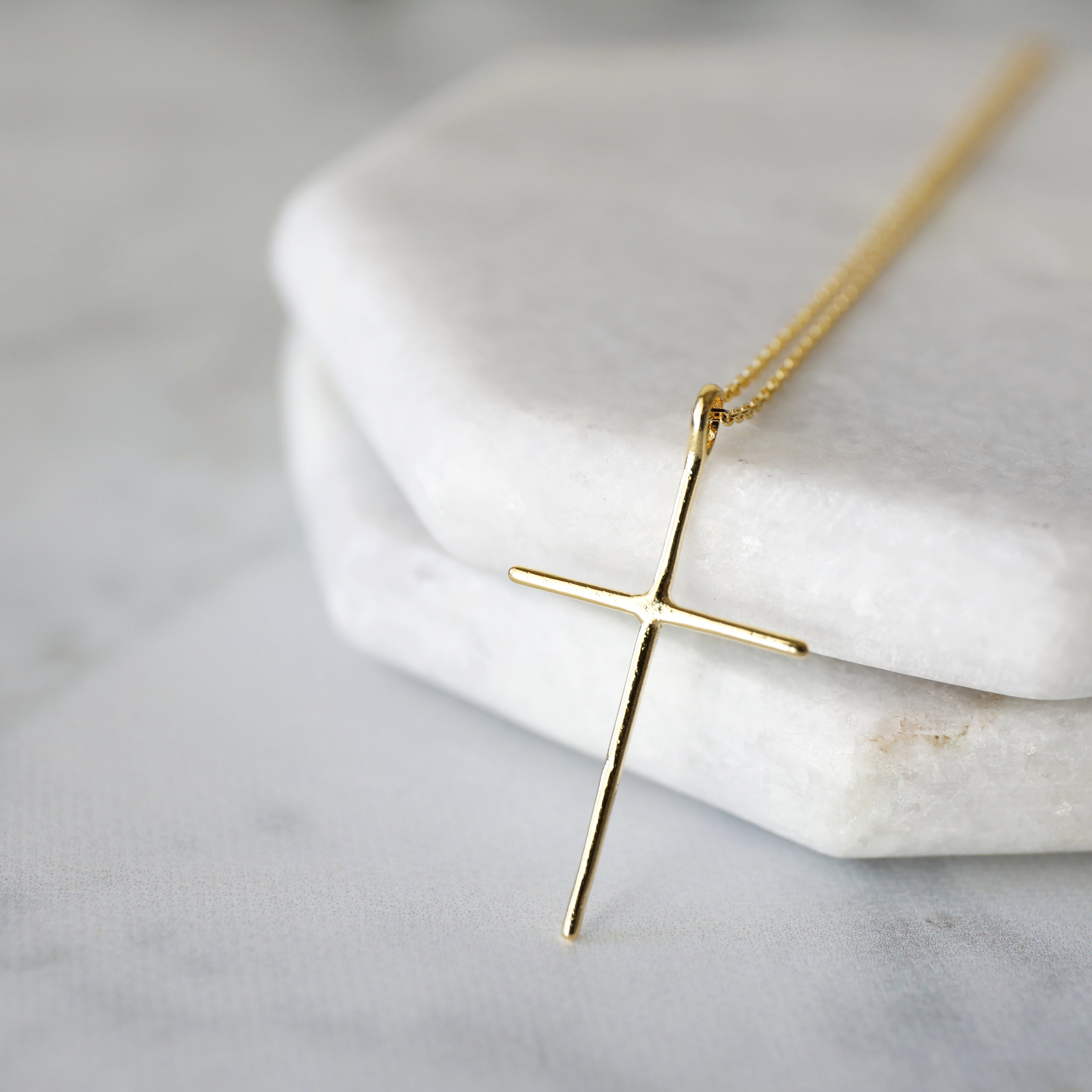 Gold Skinny Cross Pendant Necklace, Gold Cross Necklace, Birthday Gift, Bridesmaid Gift,Graduation Gift,Mother&#39;s Day Gift