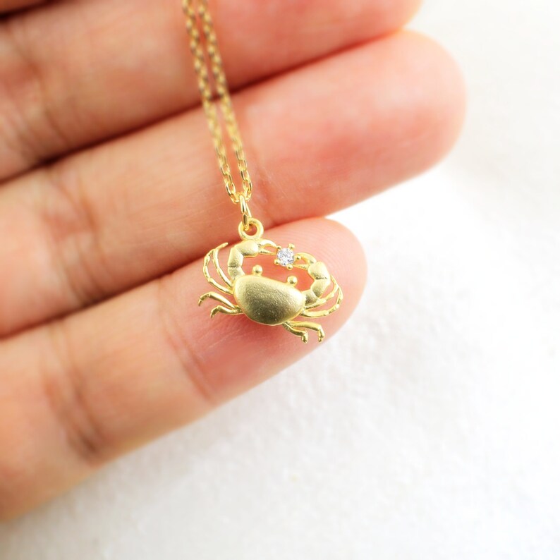 Dainty Necklace Crab Charm Necklace Gold Crab Necklace Etsy