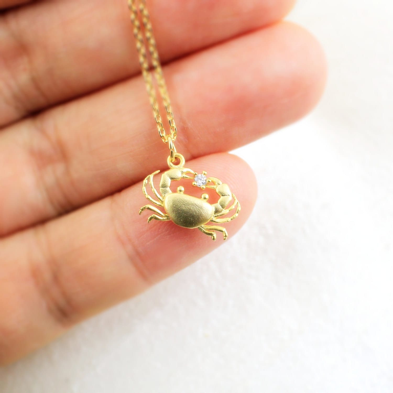 Dainty Necklace Crab Charm Necklace Gold Crab Necklace Etsy
