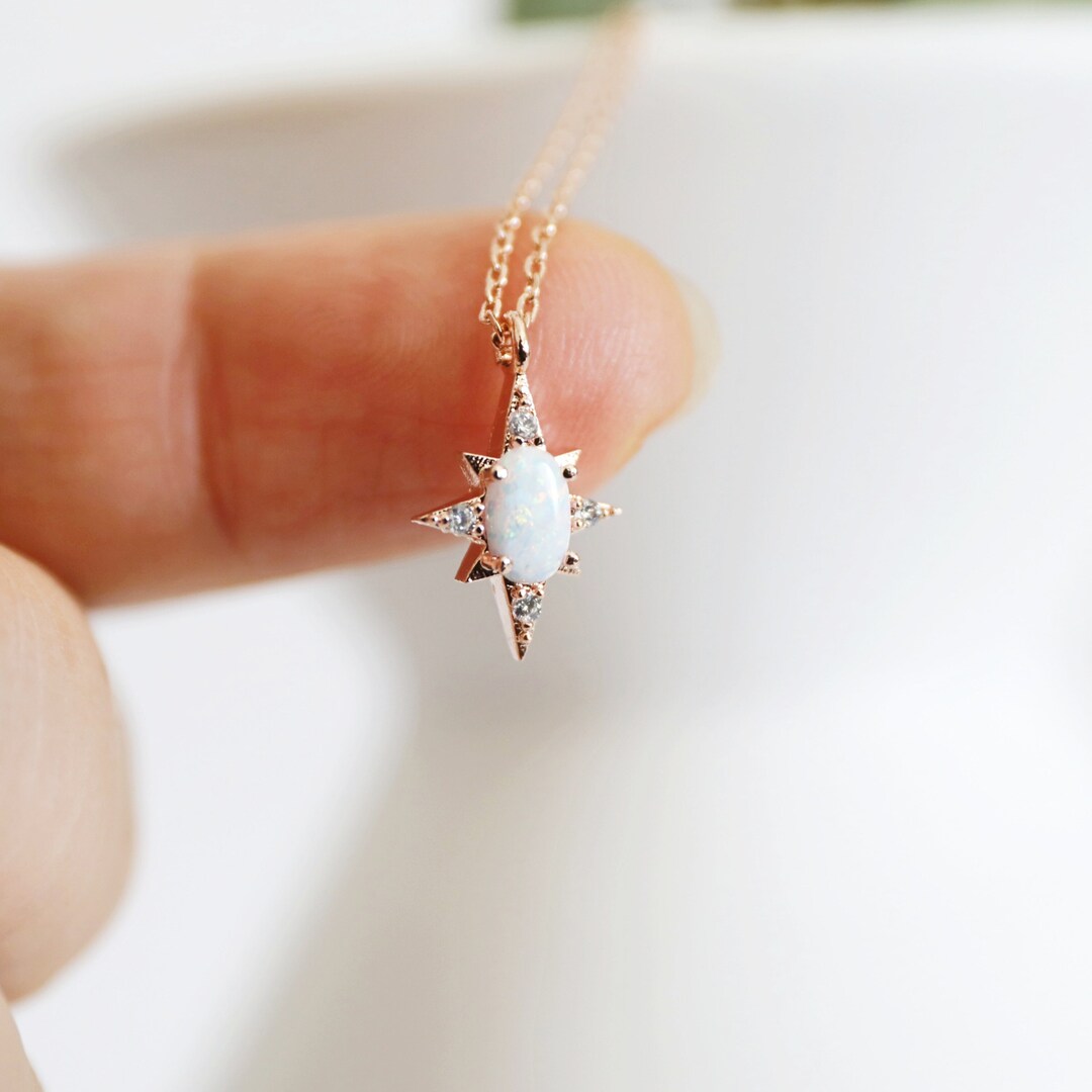 10k Gold North Star Pendant - Celestial Star Symbol Charm, Rose Gold, Fits Up To 3.5mm Chain, Approx. 1.1 X 0.77 Inches