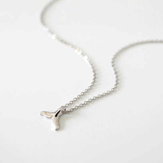 Whale Tail Necklace Rhodium on Sterling Silver - Nontarnish Whale Tail Necklace Rhodium on Sterling Silver - Nontarnish