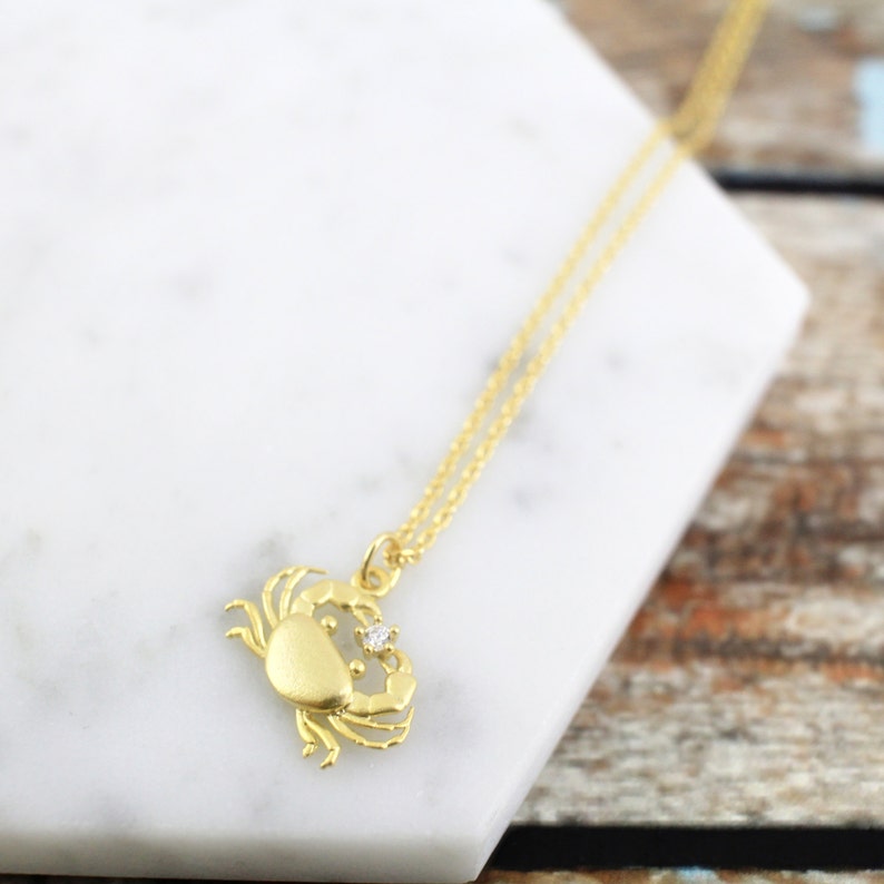 Dainty Necklace Crab Charm Necklace Gold Crab Necklace Etsy