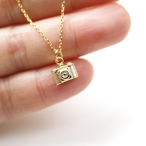 Tiny Gold Camera Pendant Necklace: Dainty Photo Jewelry Gift