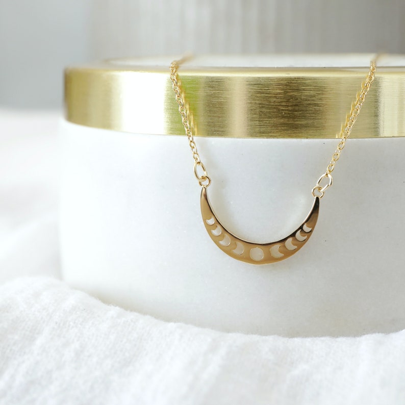 Moon phase necklace gold Clearance