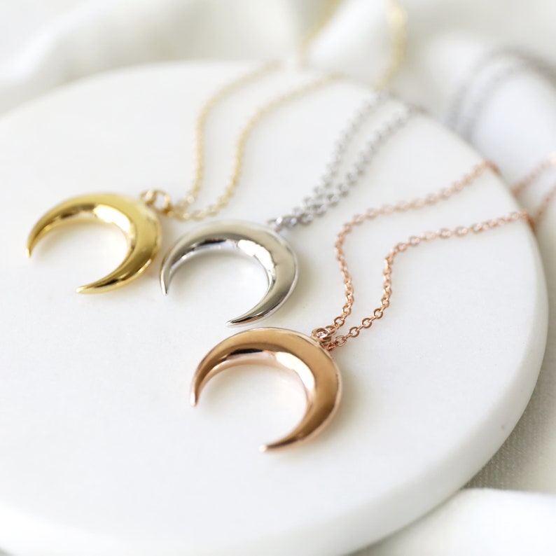 Crescent Moon Pendant Necklace, Moon Necklace, Birthday Gift, Best Friend Necklace, Gift JU6 image 3