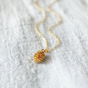 Tiny Gold Pinecone Charm Necklace,Dainty Necklace, Pinecone Necklace,Birthday Gift,Graduation Gift,Bridesmaid Gift-JU7