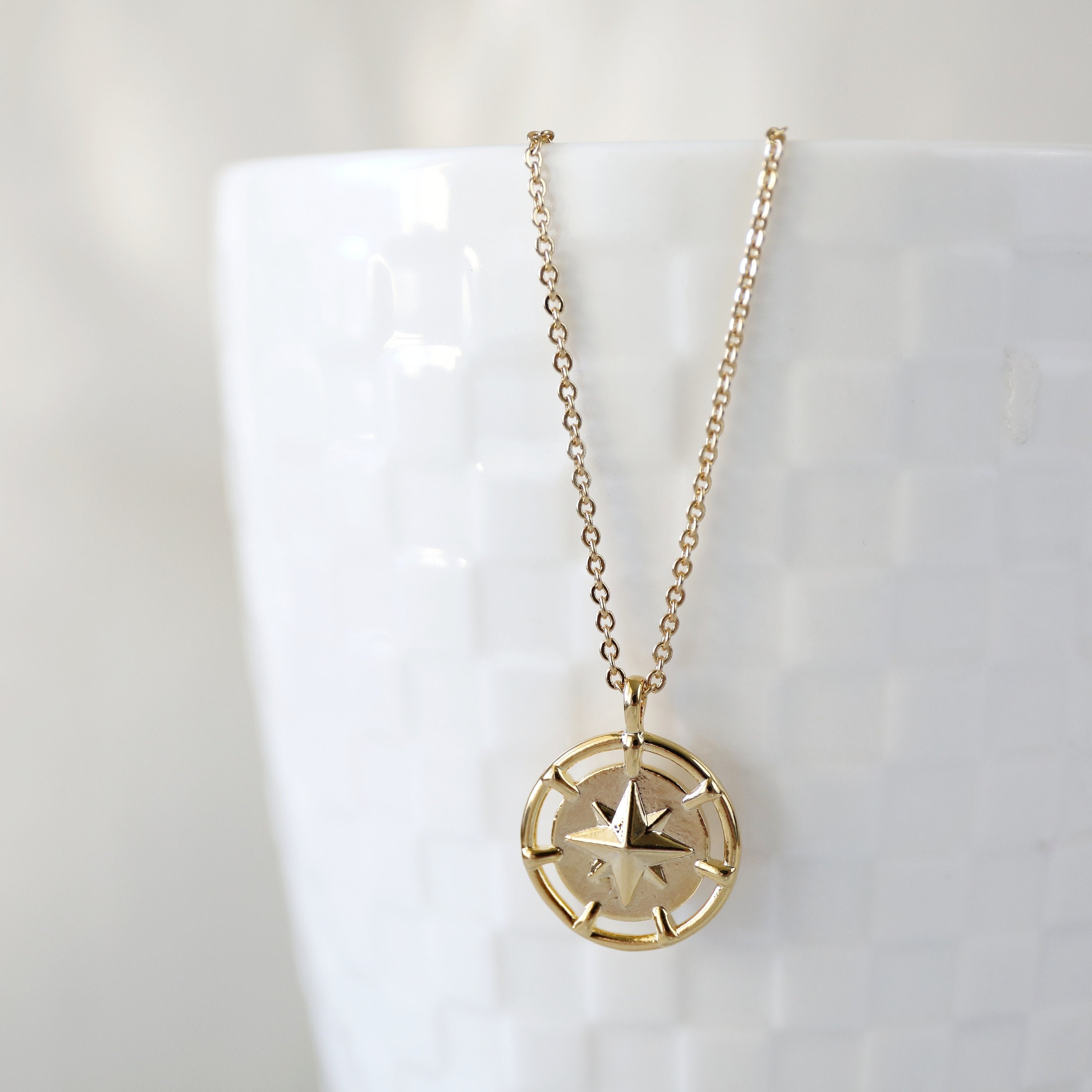 North Star Coin Pendant Necklace, Star Necklace, Star Coin Necklace,coin Necklace,birthday Gift,north Star Necklace-ju3 - Etsy