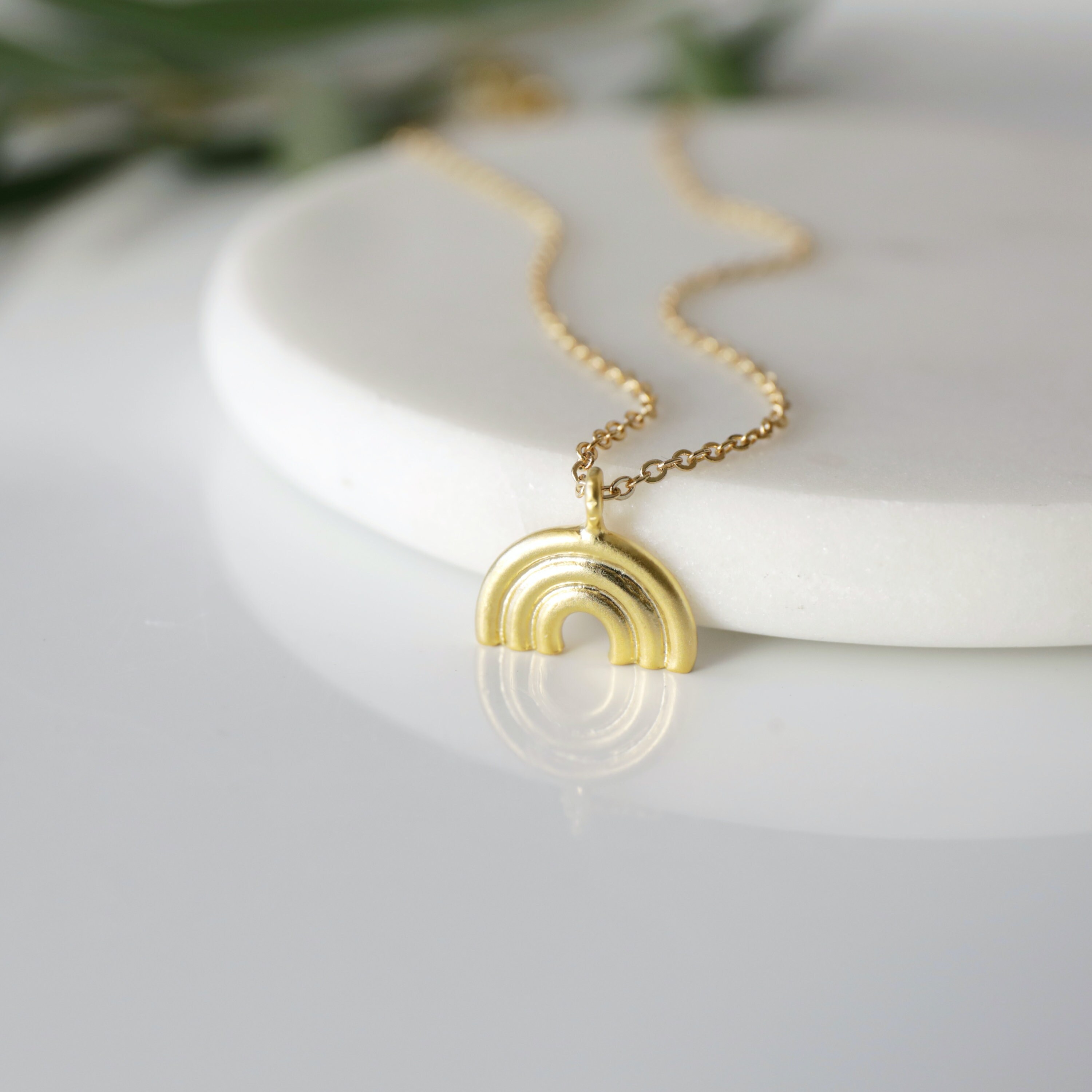 Dainty Gold Rainbow Charm Necklace 