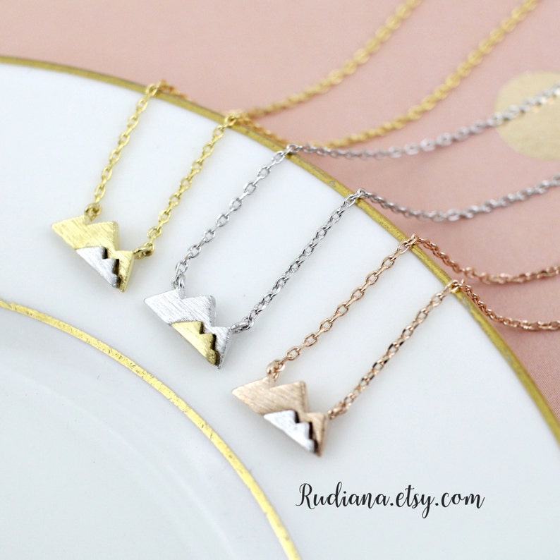 Rose Gold Mountain Necklace, Dainty Mountain Pendant Necklace, Mountain Necklace, Birthday Gift image 2