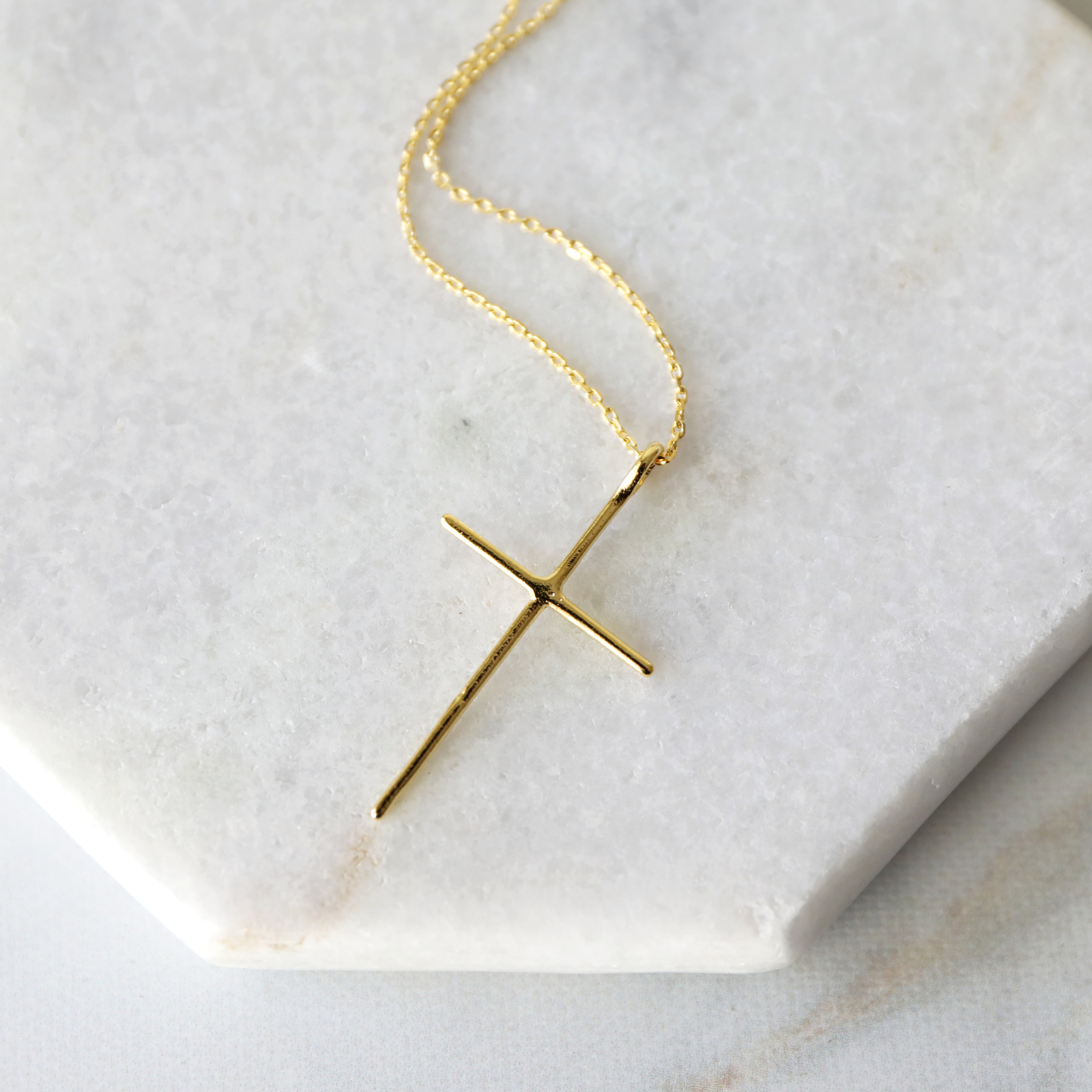 Gold Skinny Cross Pendant Necklace, Gold Cross Necklace, Birthday Gift, Bridesmaid Gift,Graduation Gift,Mother&#39;s Day Gift