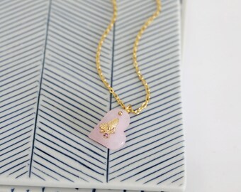 Collana con ciondolo a forma di fiocco con zircone retrò in