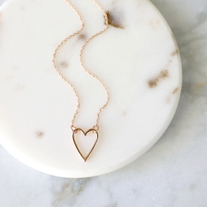 Rose Gold Heart Necklace, Rose Gold Open Heart Necklace, Heart Necklace,Birthday Gift, Bridesmaid Gift