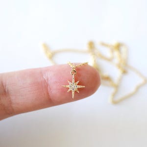 Super Tiny Gold North Star Charm Necklace, Gold Star Necklace,Bridesmaid Gift,Birthday Gift,Star Necklace