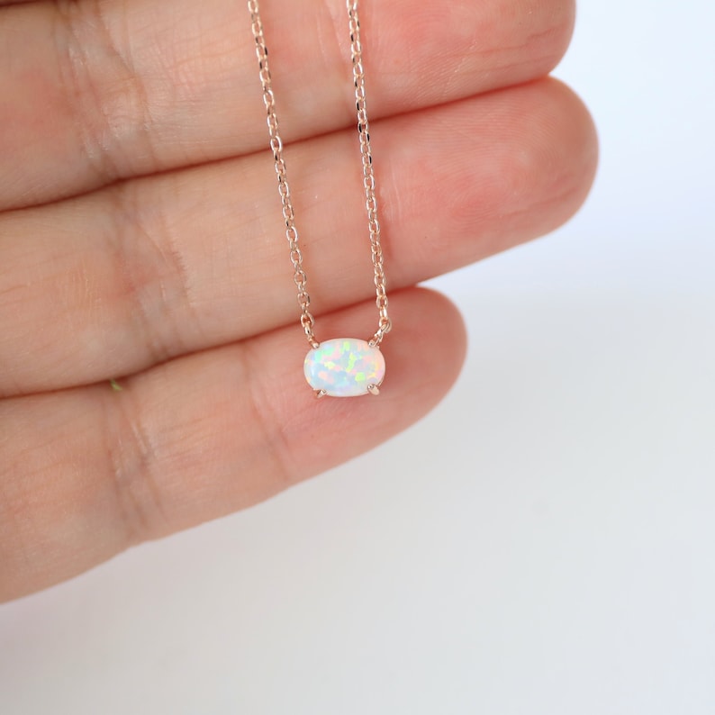Tiny Opal Stone Rose Gold Necklace Opal Stone Necklace Rose - Etsy