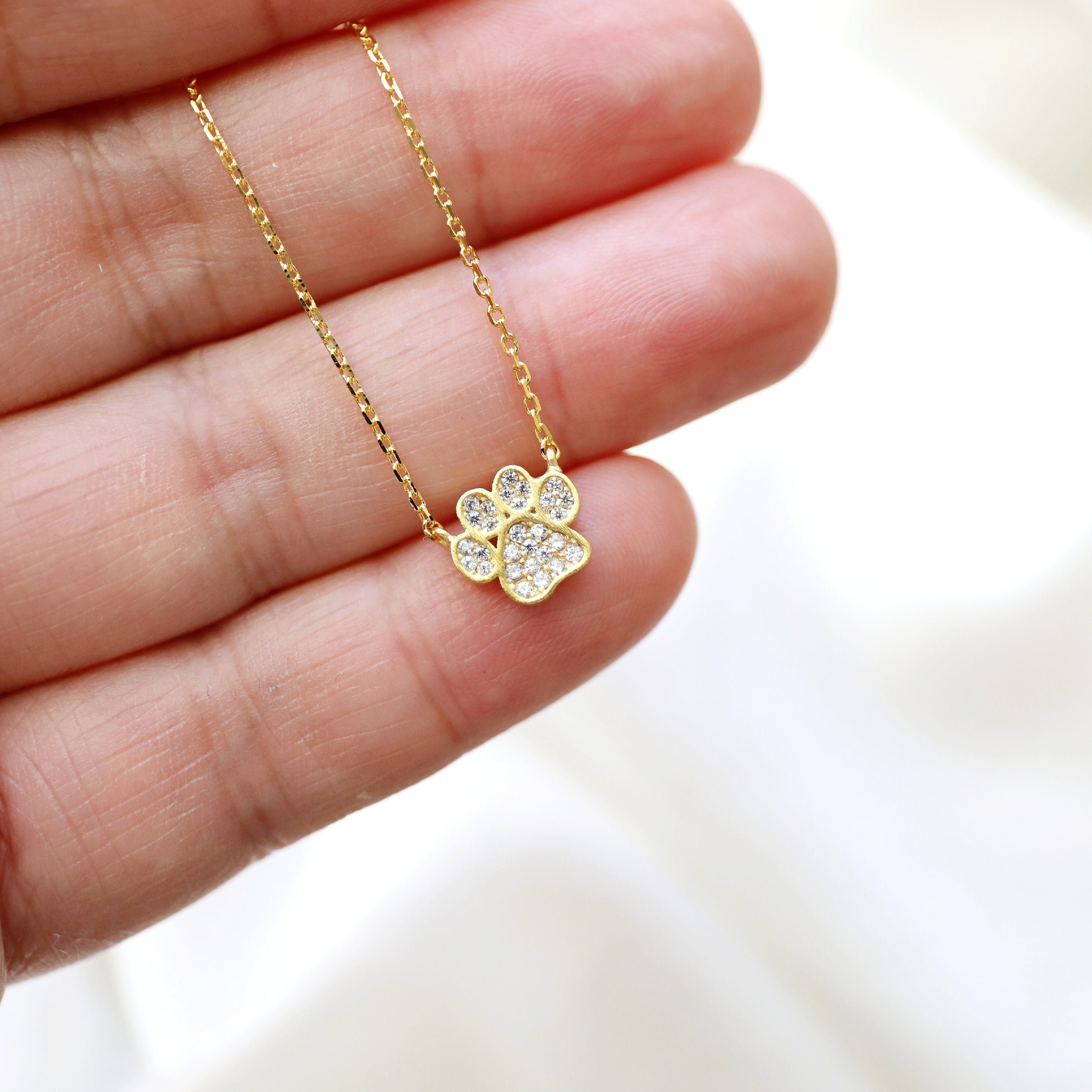 rose gold dog paw necklace