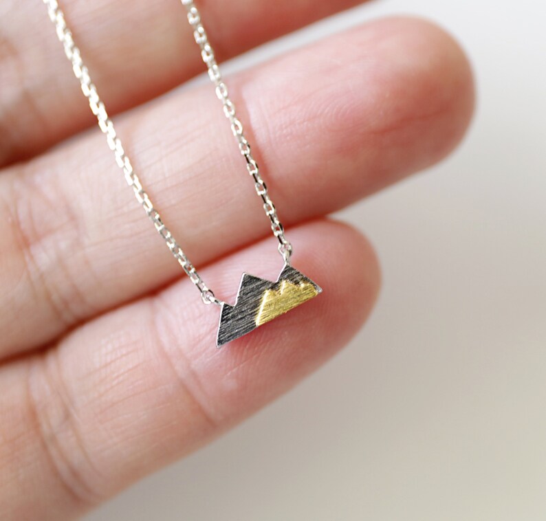 Tiny Silver Mountain Necklace Dainty Mountain Pendant - Etsy