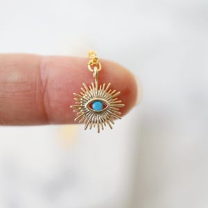 Evil Eye Necklace, Gold  Evil Eye with Turquoise  Stone Necklace, Eye Necklace, Minimalist Necklace