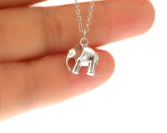 Silver Color Elephant Charm Necklace: Good Luck Pendant