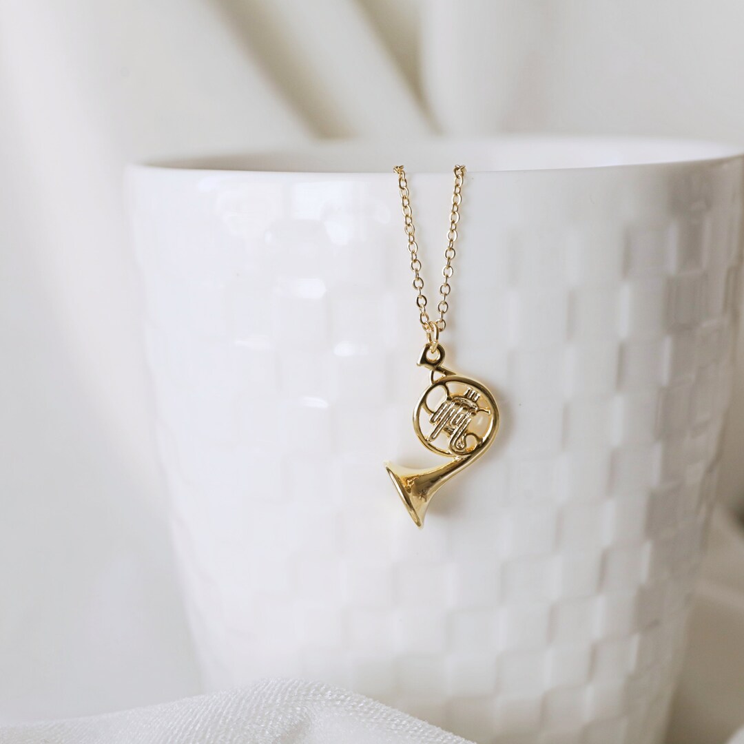 French Horn Necklace, Music Instrument Necklace, Birthday Gift,dainty