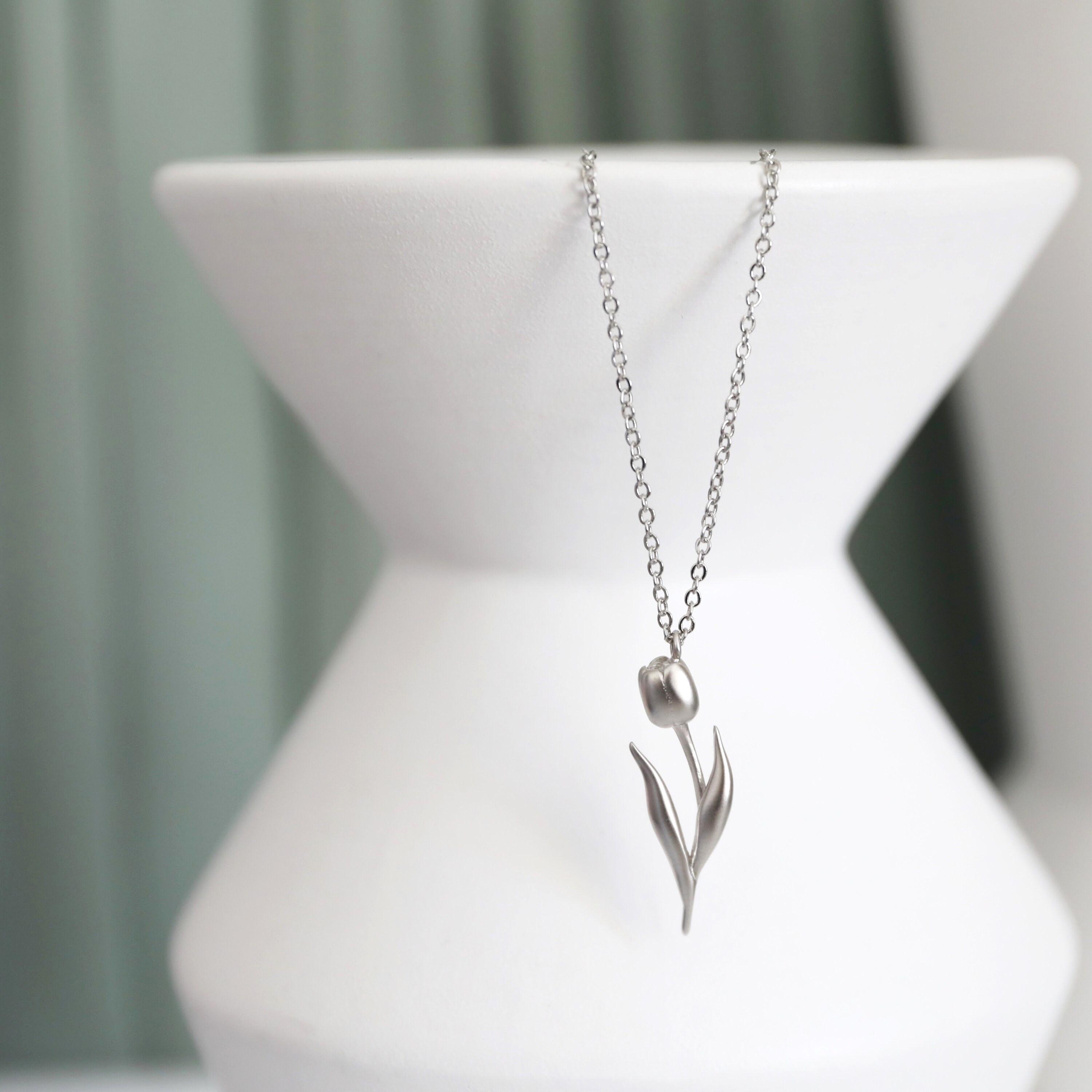 Collana IMINI Con Ciondolo Tulipano In Argento Sterling 925 - Gioiello Vintage Per Donna, Ipoallergenica - 2
