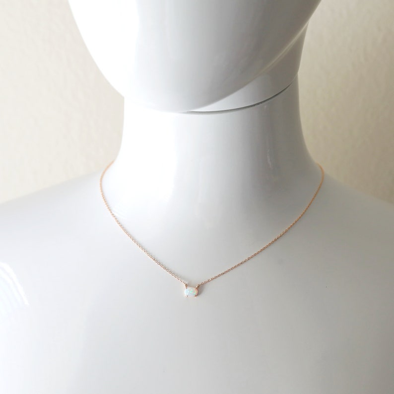 Tiny Opal Stone Rose Gold Necklace Opal Stone Necklace Rose - Etsy