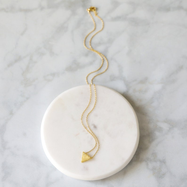 Gold Necklace Layered Necklace- 1193 Gold Brushed Triangle Charm Necklace Necklace For Work Birthday Gift