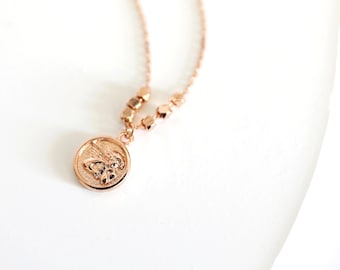 Rose Gold Guardian Angel Necklace: Delicate Charm Pendant