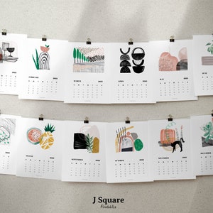 Printed Abstract Art Calendar/ Letter, 5"x7", 4"x6" Calendar/ Contemporary Calendar, Abstract Calendar, Gift