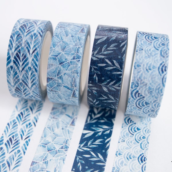 Watercolor Indigo- Washi Tape Roll 10m, Scrapbooking Washi Tape, 10m Full Roll Washi Tape