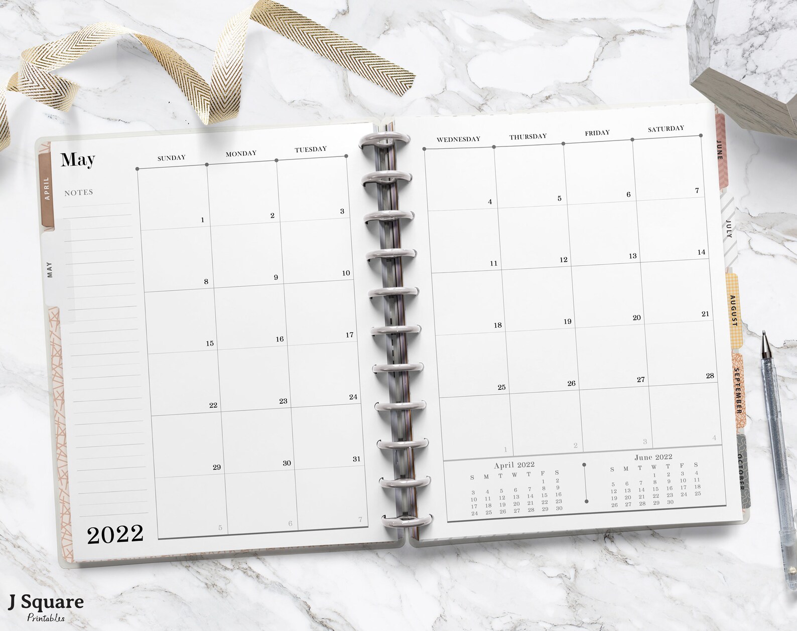 Printable Minimalist 12 Months At A Glance Calendar Inserts Etsy