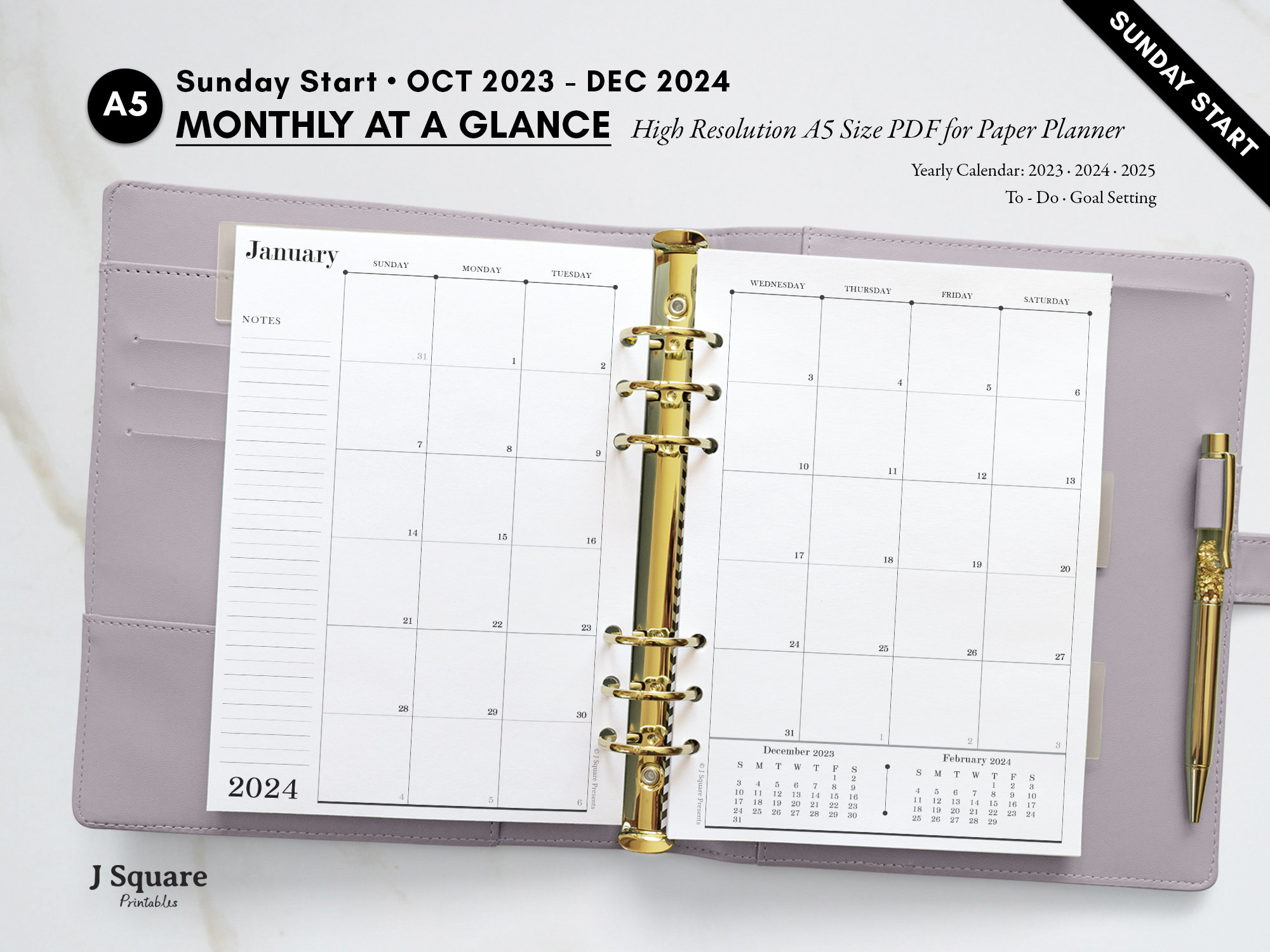 2023 Calendar + Pen +Storage Pouches + Paper Fits Louis Vuitton PM Agenda  Value