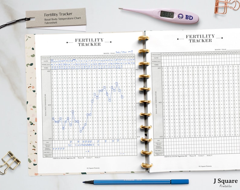 Printable Fertility Tracker Basal Body Temperature Chart | Etsy