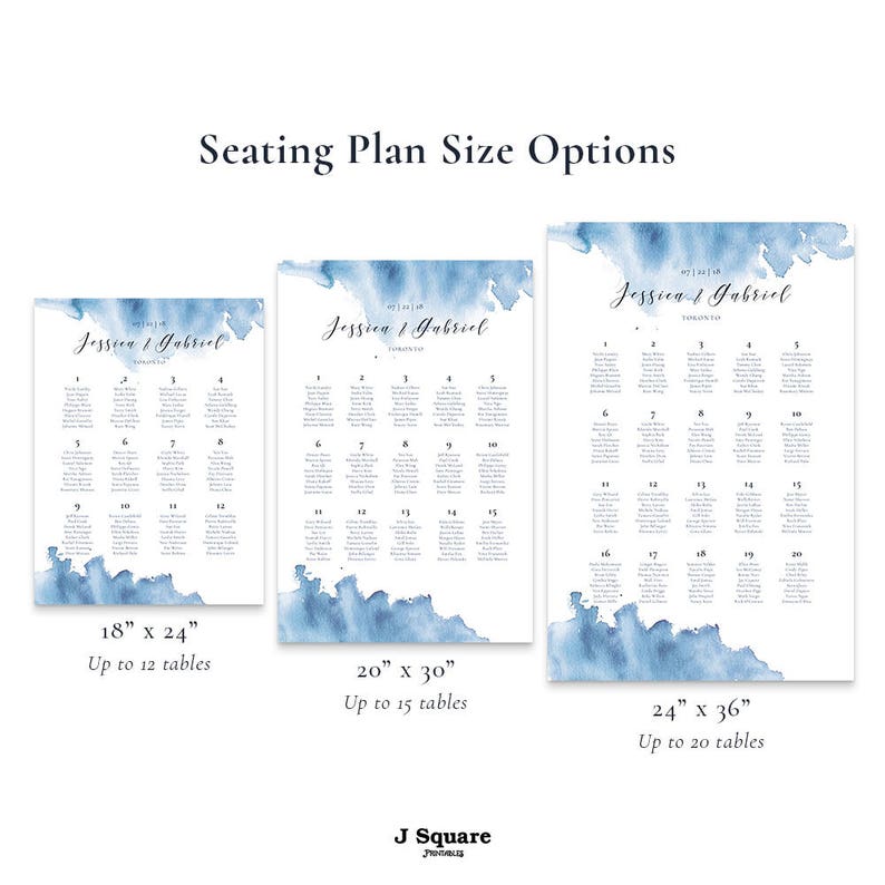 Printable Wedding Seating Chart Watercolor Abstract, Table Seating Plan ...
