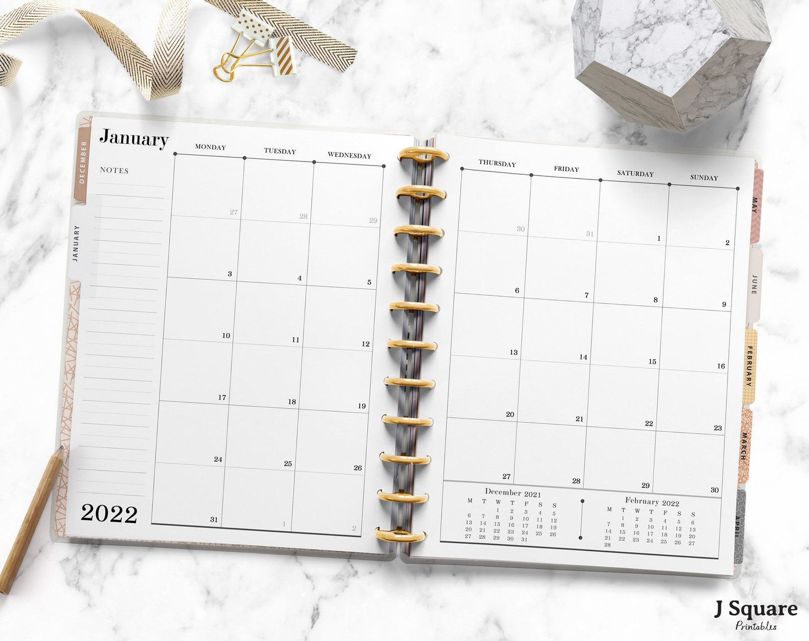 Printable Minimalist 12 Months At A Glance Calendar Inserts Etsy