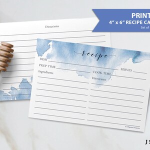 Ensemble de 6 cartes de recettes abstraites à l'aquarelle imprimées pour boîte de recettes | Shower nuptiale, pendaison de crémaillère, hôtesse, fête des mères, cadeau de remerciement de mariage