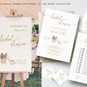 Printable Bridal Shower Stationery- The Shoes Collection, Printable Bridal Shower Invitation, Thank You Tag, Welcome Sign, Game Card,Mischka
