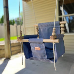 Premium Outdoor Baby Swing | Slate | Weatherproof Porch Furniture | Outdoor Toddler Swing | Swingset Accessories | Tree Swing Set |