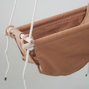 Adjustable Indoor Baby Swing in Brown