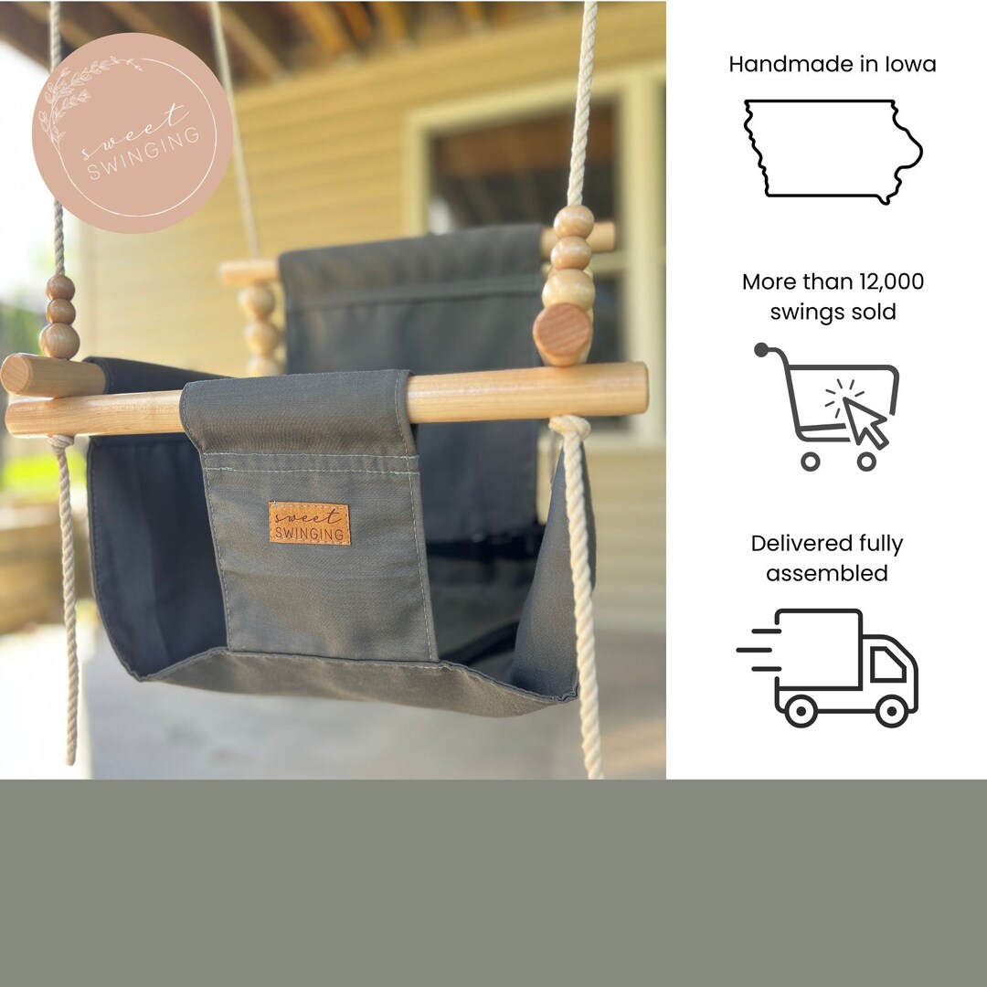 Slate Premium Outdoor Baby Swing Weatherproof Porch Furniture Outdoor