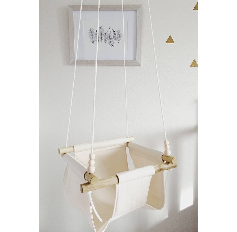 Baby Swing Beige Wooden Natural Porch Image 0