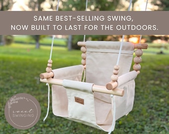 Premium Outdoor Child Swing Wheat | Porch Swing | Tree Swing | Swingset |  Kids Porch Swing | Outdoor Fabric Swing | Outdoor Furniture