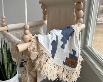 Lovey, navajo blue, fringe, baby lovey, baby accessory