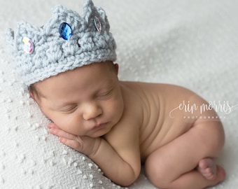 Crochet Baby King Crown, Diaper cover Crochet Crown, Baby Crown, Newborn Boy - Girl Crown, Newborn Photo Prop, Prince, Princess, Pink, Blue