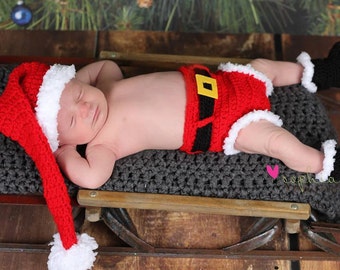 Santa Suit,Santa Claus, Baby Santa, Santa Claus, Newborn Baby Santa, Stocking Cap, Christmas Photo Prop, Santa Hat, Newborn Photo Prop