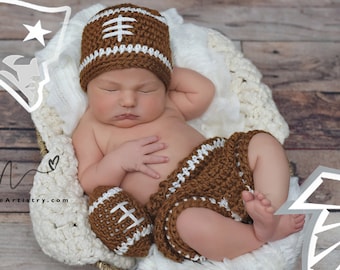 Football Team ,Crochet baby boy Hat /shorts/ball- Knit  Baby Football outfit- crochet baby shower gift - newborn photography prop. newborn