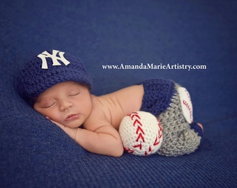 Baseball outfit Baby Baseball  Cap ,Diaper cover or pants,,, crochet baby shower gift, Newborn Baby PHOTO PROP